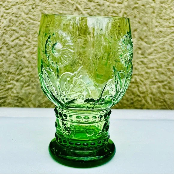 Anthropologie Retired GREEN HELIANTHUS Glasses - Set of 7 - Picture 3 of 7